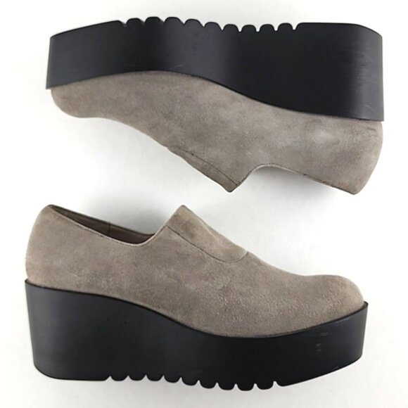 Donald Pliner Women's Cape Wedge Platform Taupe Suede Leather Loafer Size 7.5M - Picture 2 of 15